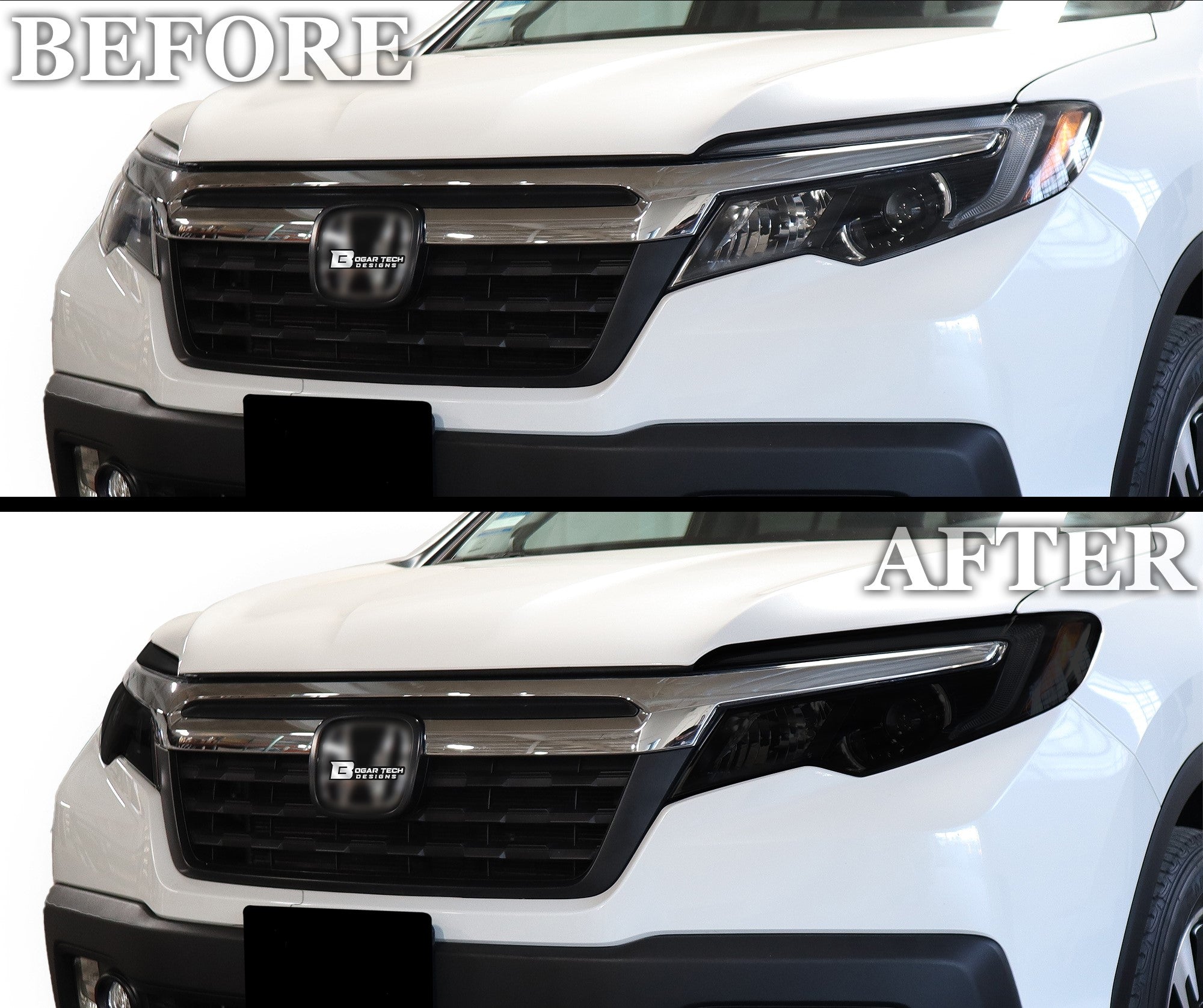 Full Headlight Taillight Precut Smoked PPF Tint Kit Film Overlay Fits Honda Ridgeline 2017 - 2025 - Bogar Tech Designs