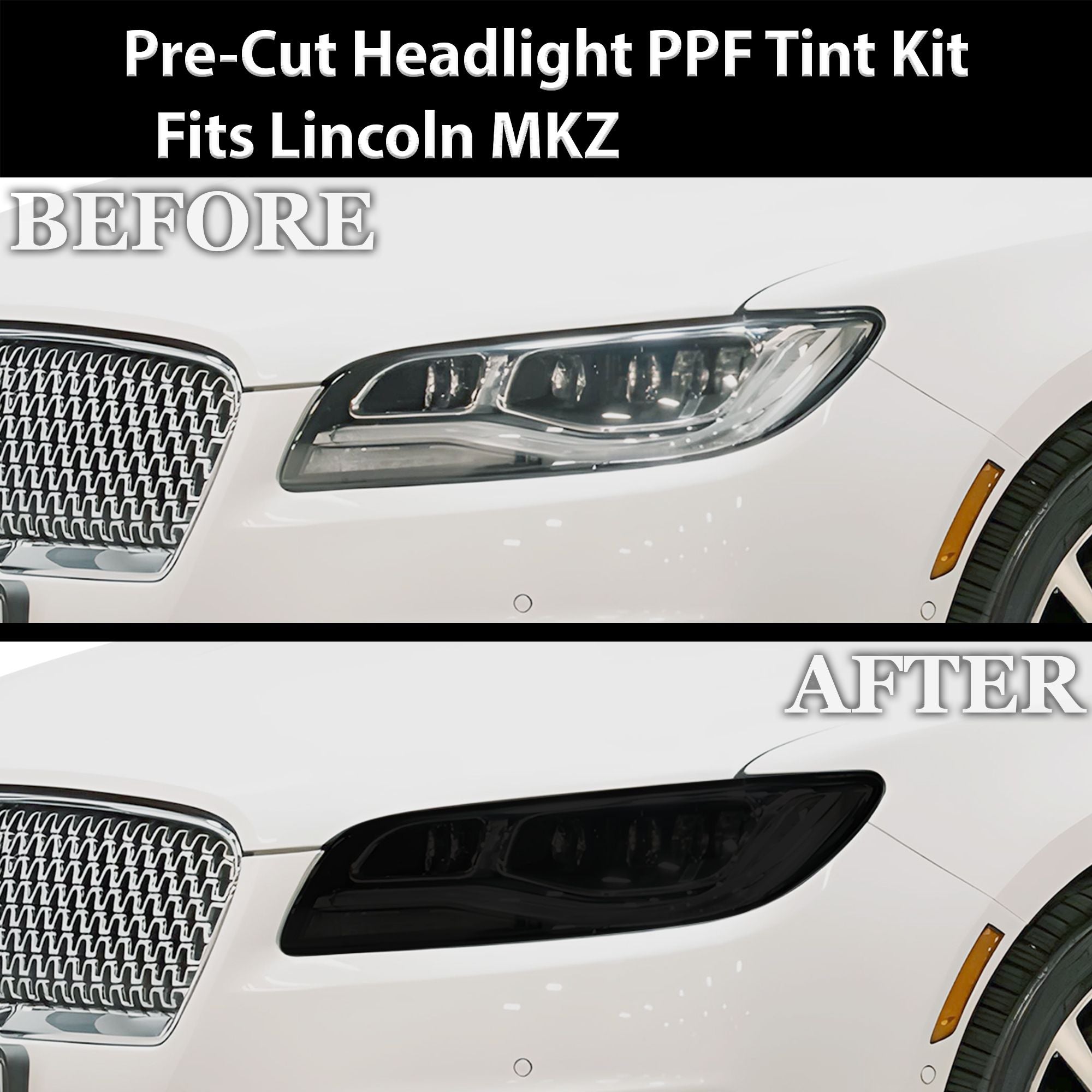 Lincoln MKZ 2017–2020 Dark Smoke Headlight & Taillight Tint Kit