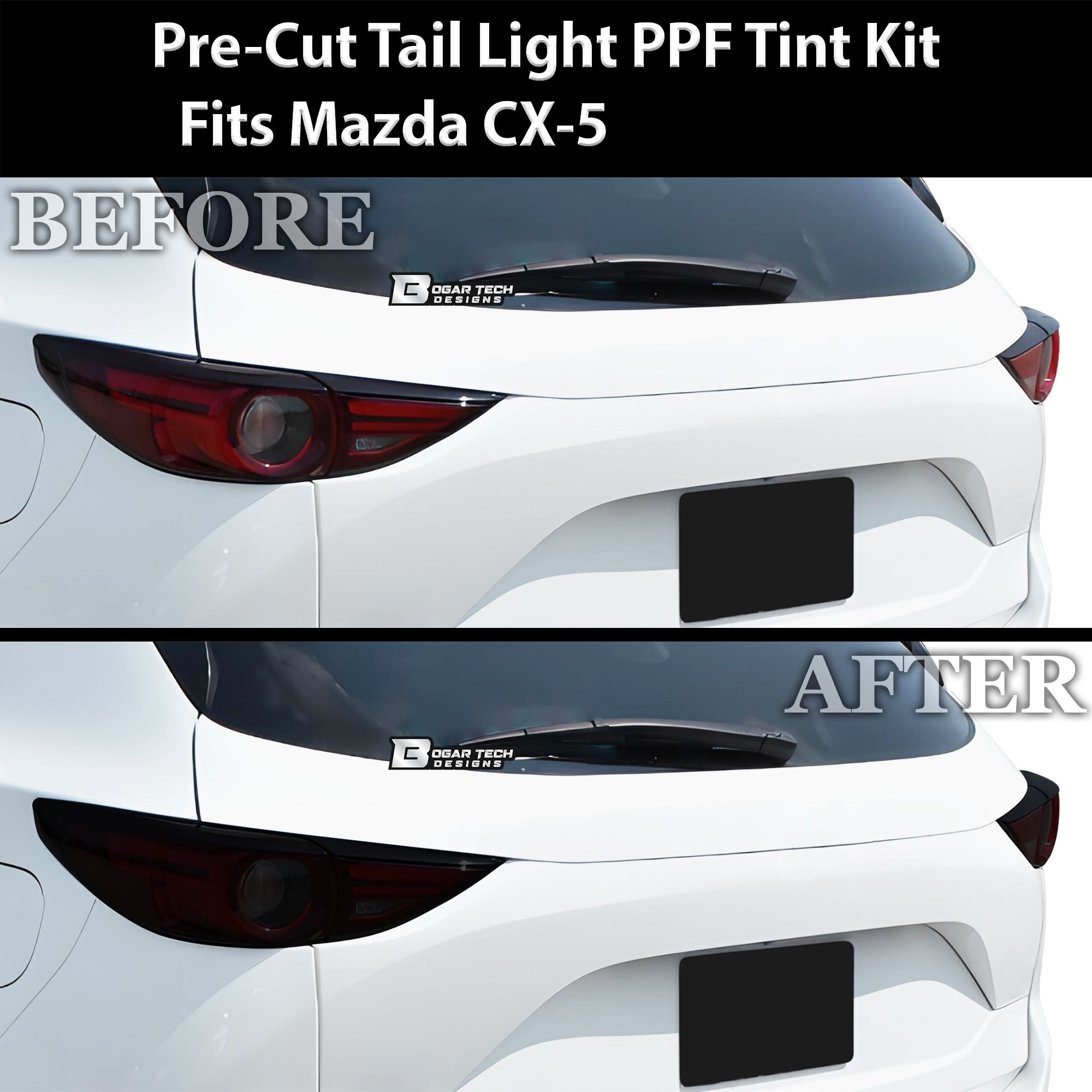 Full Headlight Taillight Precut Smoked PPF Tint Kit Film Overlay Fits Mazda CX - 5 2017 - 2021 - Bogar Tech Designs