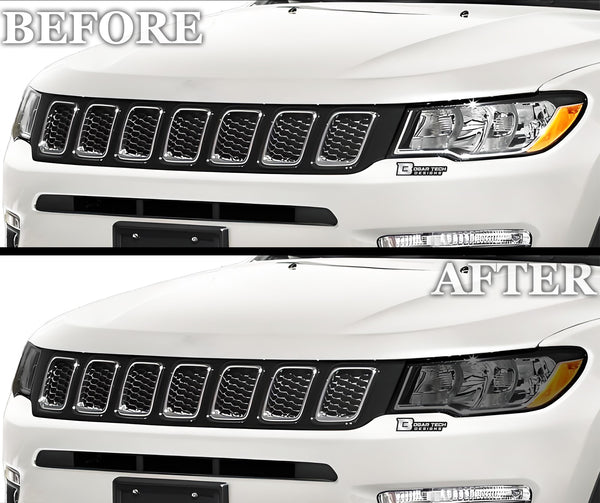 Full Headlight Taillight Precut Smoked PPF Tint Kit Film Overlay Fits Jeep Compass 2018 - 2025 - Bogar Tech Designs