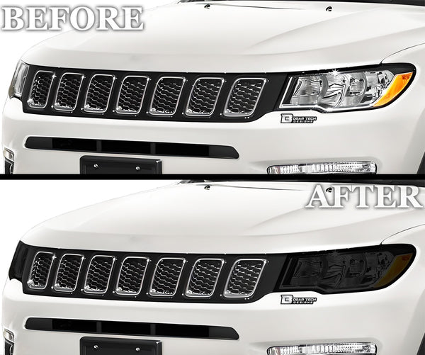 Full Headlight Taillight Precut Smoked PPF Tint Kit Film Overlay Fits Jeep Compass 2018 - 2025 - Bogar Tech Designs
