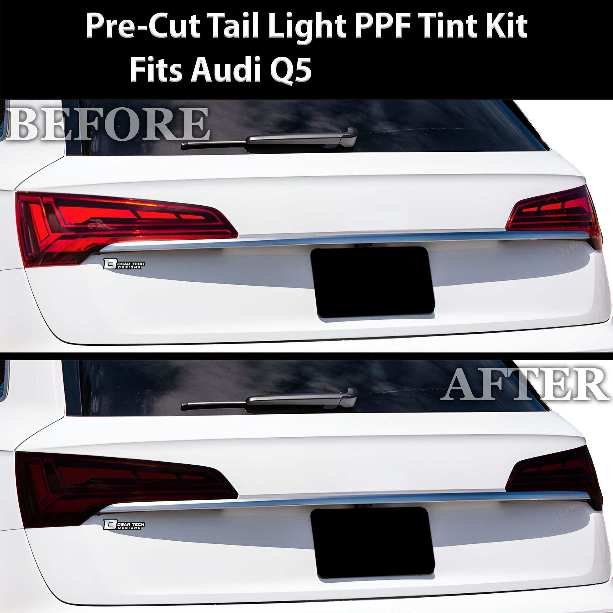 Full Headlight Taillight Precut Smoked PPF Tint Kit Overlay Film Fits Audi Q5 2021 - 2025 - Bogar Tech Designs