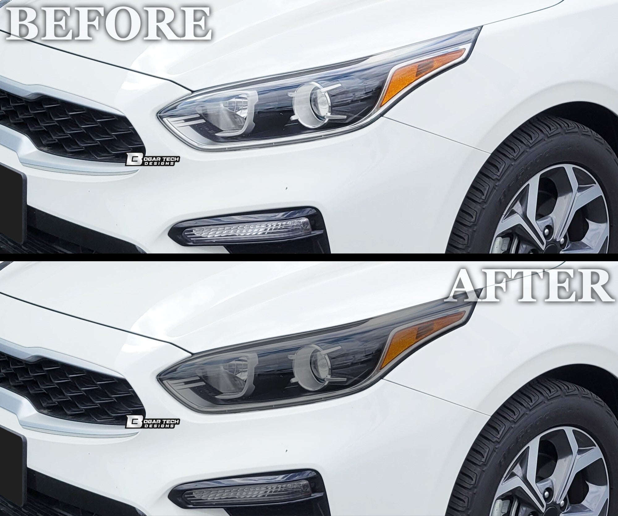 Full Headlight Taillight Precut Smoked PPF Tint Kit Film Overlay Fits Kia Forte 2019 - 2021 - Bogar Tech Designs