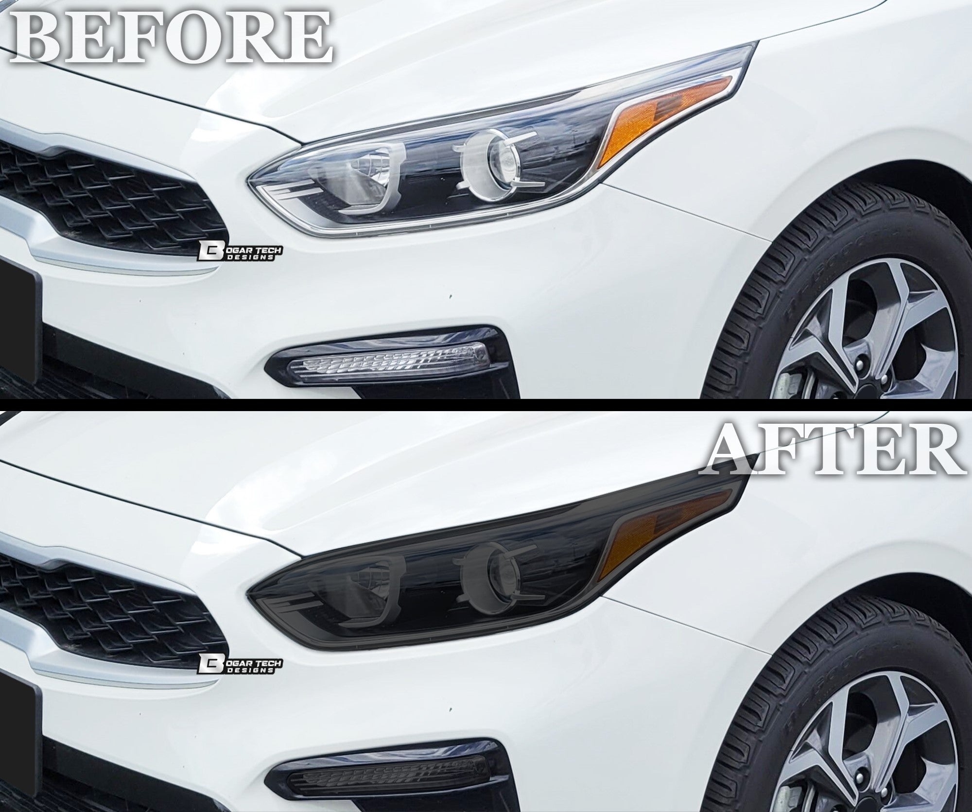 Full Headlight Taillight Precut Smoked PPF Tint Kit Film Overlay Fits Kia Forte 2019 - 2021 - Bogar Tech Designs