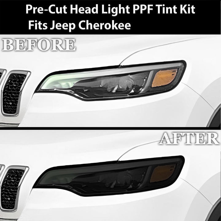 Full Headlight Taillight Precut Smoked PPF Tint Kit Film Overlay Fits Jeep Cherokee 2019 - 2023 - Bogar Tech Designs