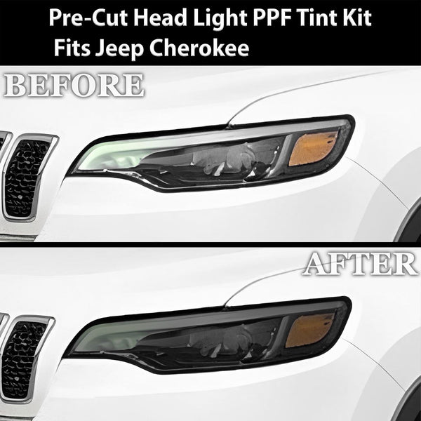 Full Headlight Taillight Precut Smoked PPF Tint Kit Film Overlay Fits Jeep Cherokee 2019 - 2023 - Bogar Tech Designs