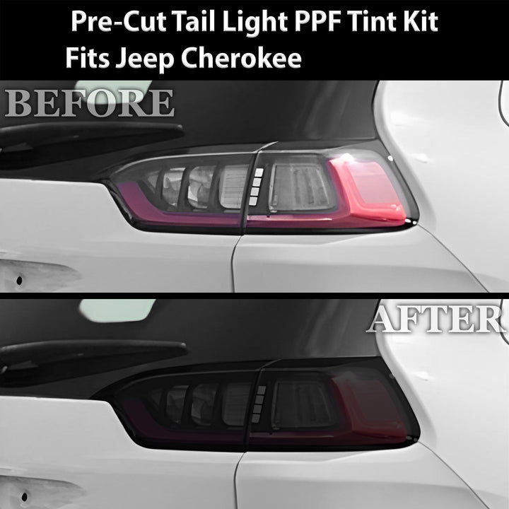 Full Headlight Taillight Precut Smoked PPF Tint Kit Film Overlay Fits Jeep Cherokee 2019 - 2023 - Bogar Tech Designs