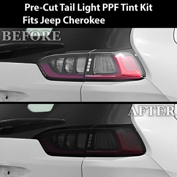 Full Headlight Taillight Precut Smoked PPF Tint Kit Film Overlay Fits Jeep Cherokee 2019 - 2023 - Bogar Tech Designs