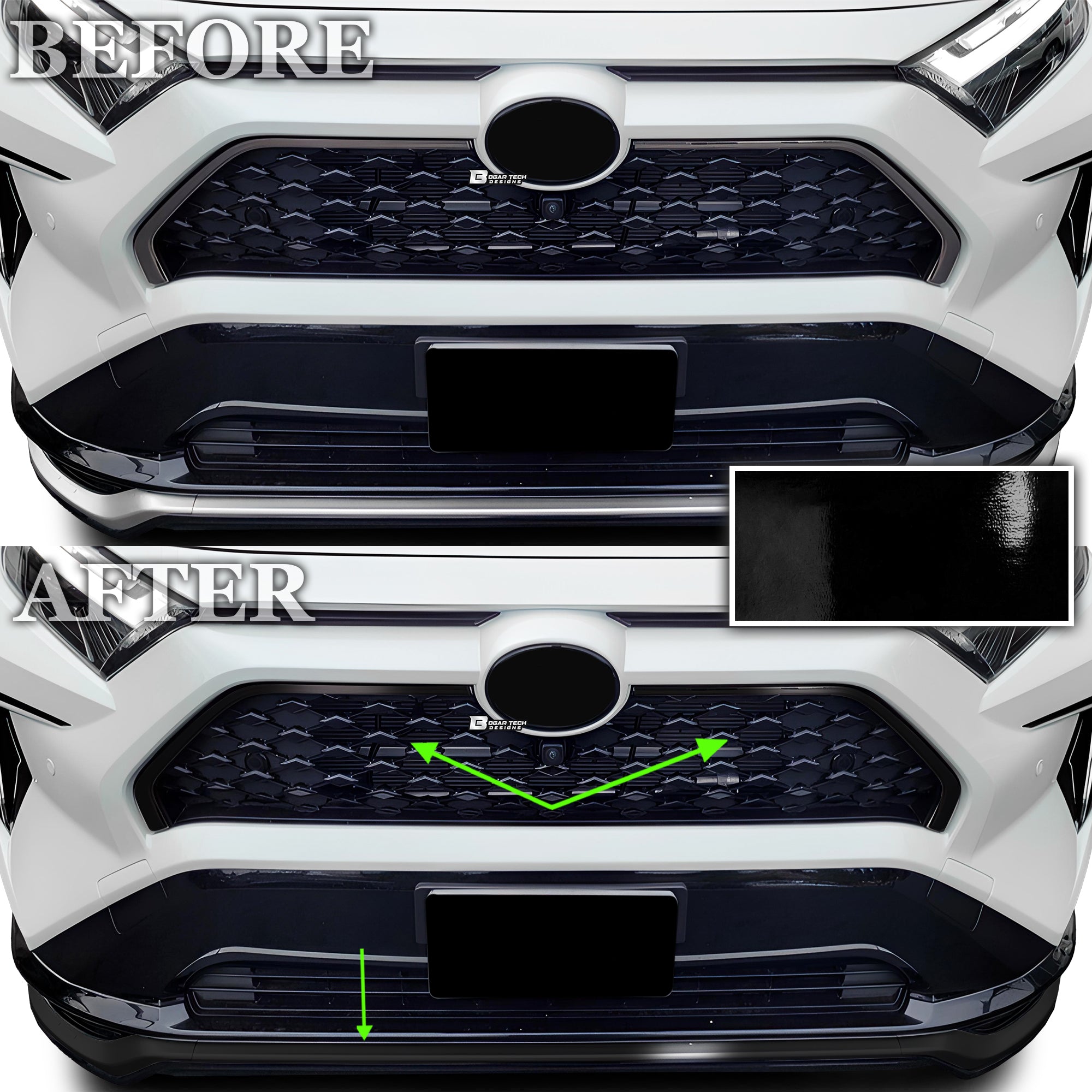 Vinyl Chrome Delete Grille Side Window Rear Wheel Blackout Decal Stickers Overlay Film Fits Toyota Rav4 2019 - 2025 - Bogar Tech Designs