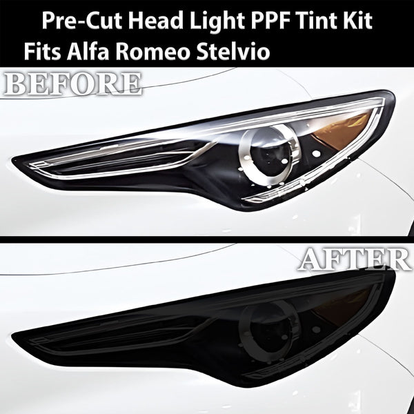 Full Headlight Taillight Precut Smoked PPF Tint Kit Film Overlay Fits Alfa Romeo Stelvio 2019 - 2025 - Bogar Tech Designs