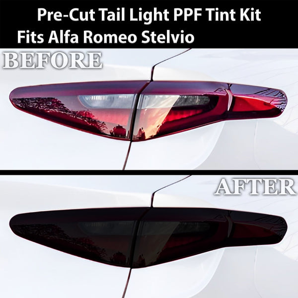 Full Headlight Taillight Precut Smoked PPF Tint Kit Film Overlay Fits Alfa Romeo Stelvio 2019 - 2025 - Bogar Tech Designs