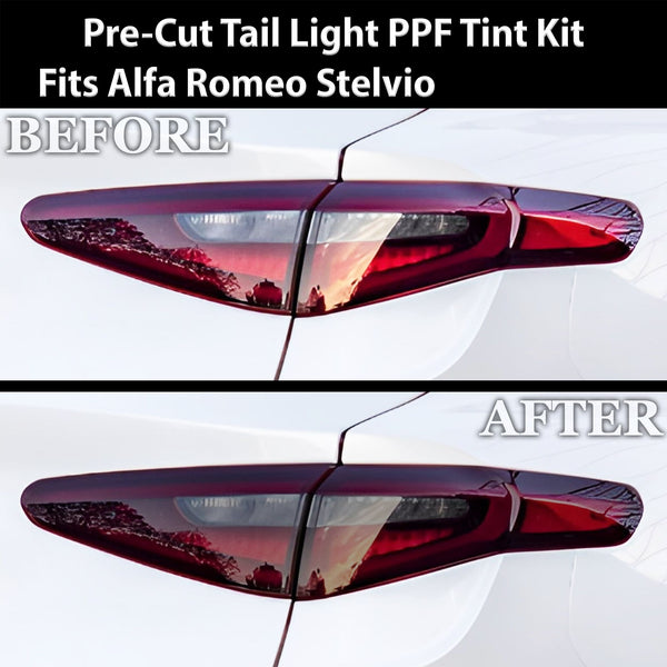 Full Headlight Taillight Precut Smoked PPF Tint Kit Film Overlay Fits Alfa Romeo Stelvio 2019 - 2025 - Bogar Tech Designs
