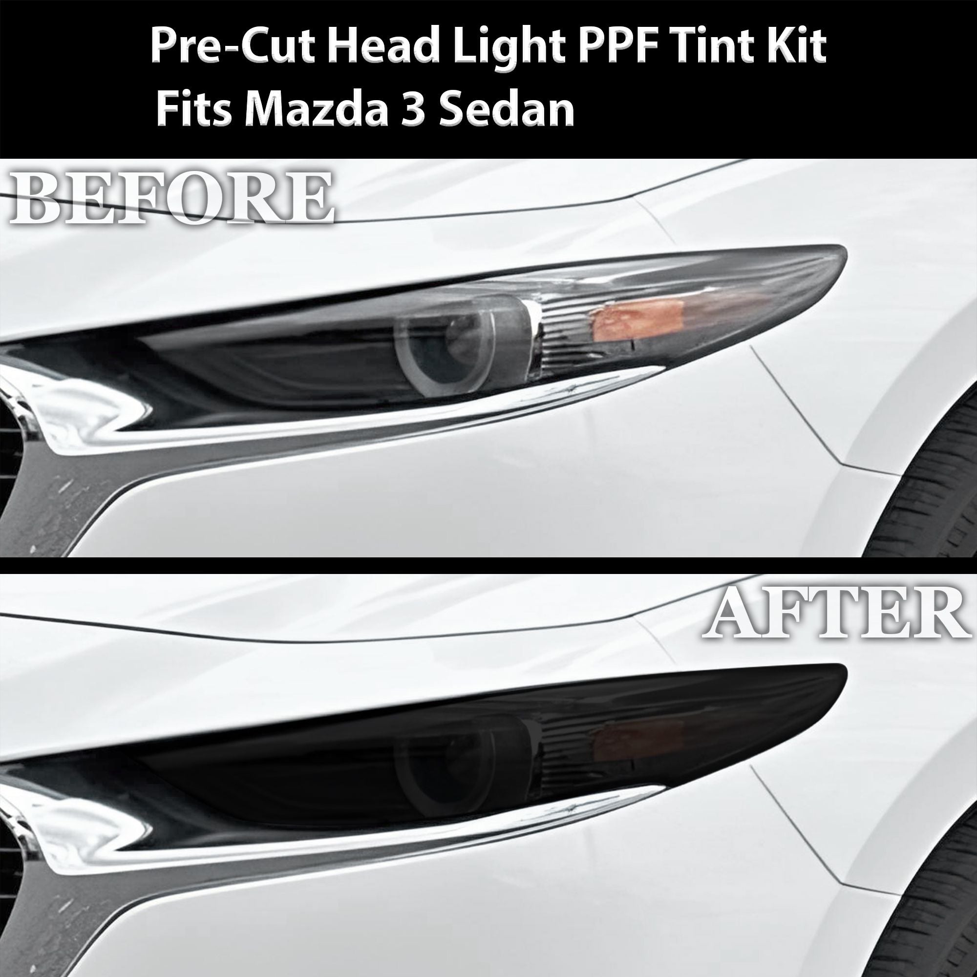Full Headlight Taillight Precut Smoked PPF Tint Kit Film Overlay Fits Mazda 3 2019 - 2025 - Bogar Tech Designs