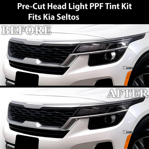 Full Headlight Taillight Precut Smoked PPF Tint Kit Film Overlay Fits Kia Seltos 2021 - 2023 - Bogar Tech Designs