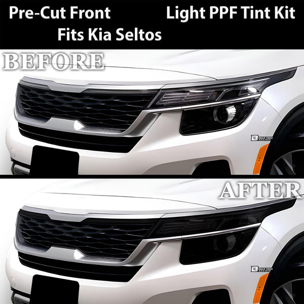 Full Headlight Taillight Precut Smoked PPF Tint Kit Film Overlay Fits Kia Seltos 2021 - 2023 - Bogar Tech Designs