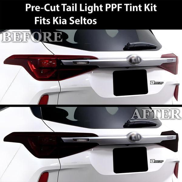 Full Headlight Taillight Precut Smoked PPF Tint Kit Film Overlay Fits Kia Seltos 2021 - 2023 - Bogar Tech Designs
