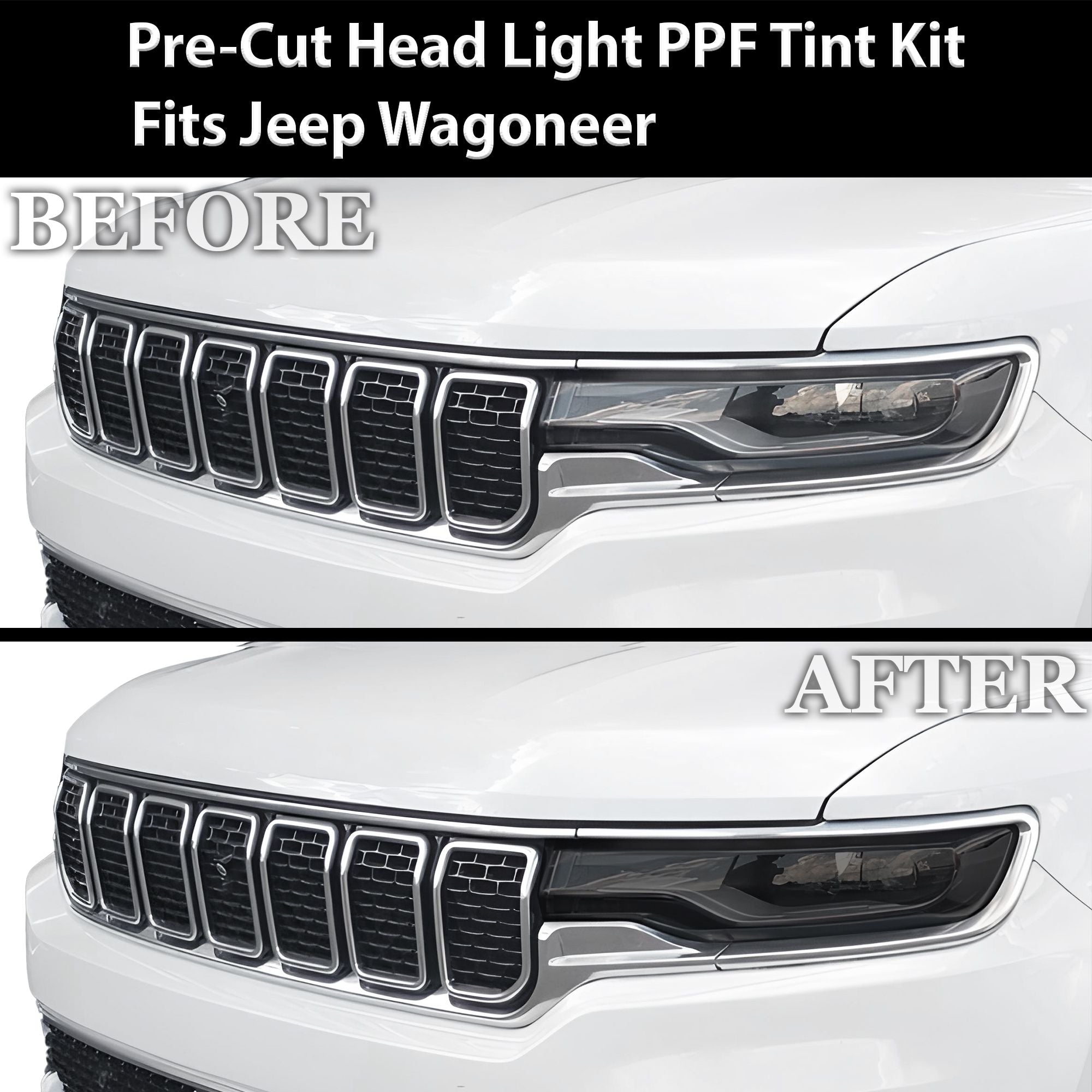 Full Headlight Taillight Precut Smoked PPF Tint Kit Overlay Film Fits Jeep Wagoneer 2020 - 2025 - Bogar Tech Designs
