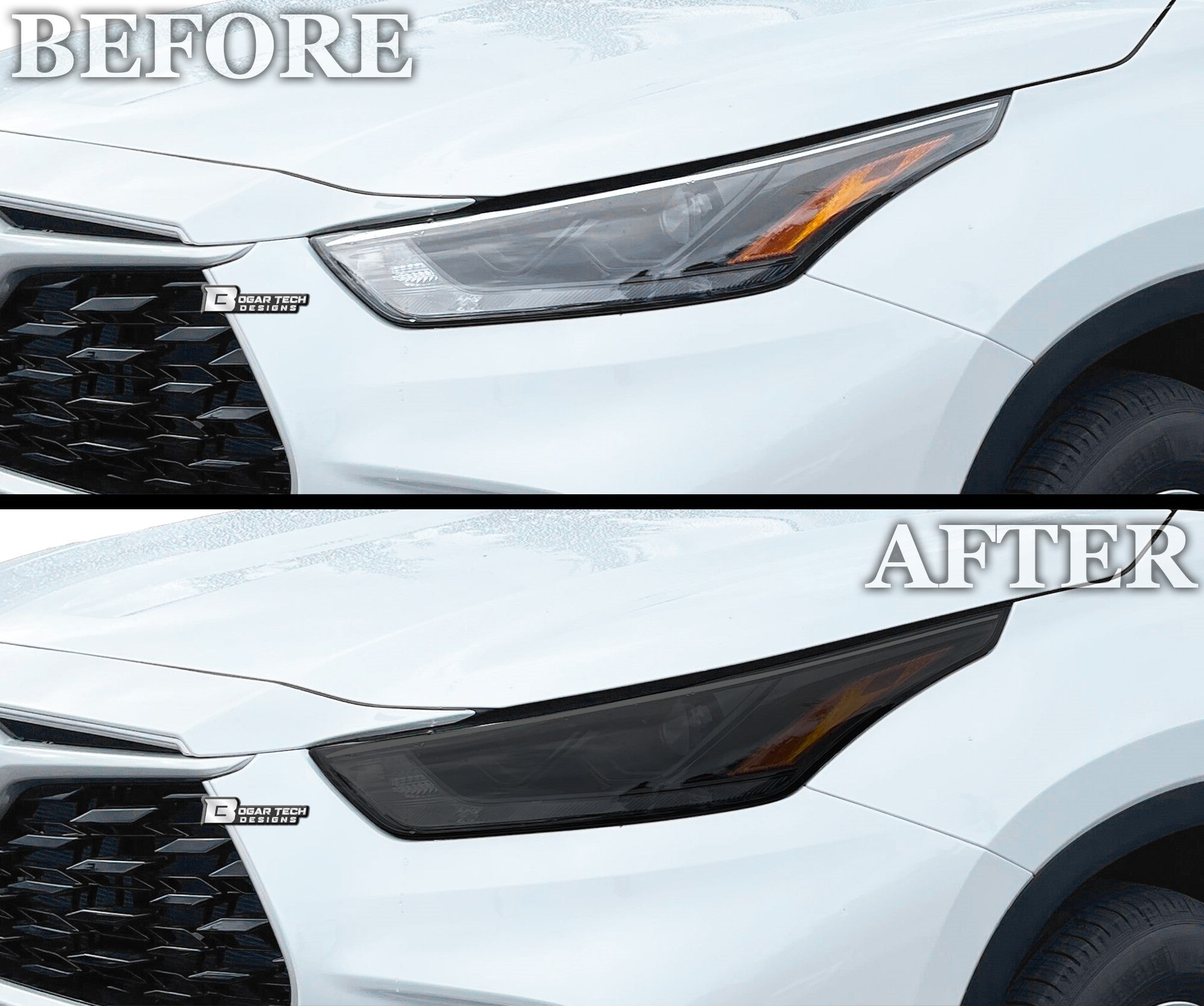 Full Headlight Taillight Precut Smoked PPF Tint Kit Film Overlay Fits Toyota Highlander 2020 - 2025 - Bogar Tech Designs