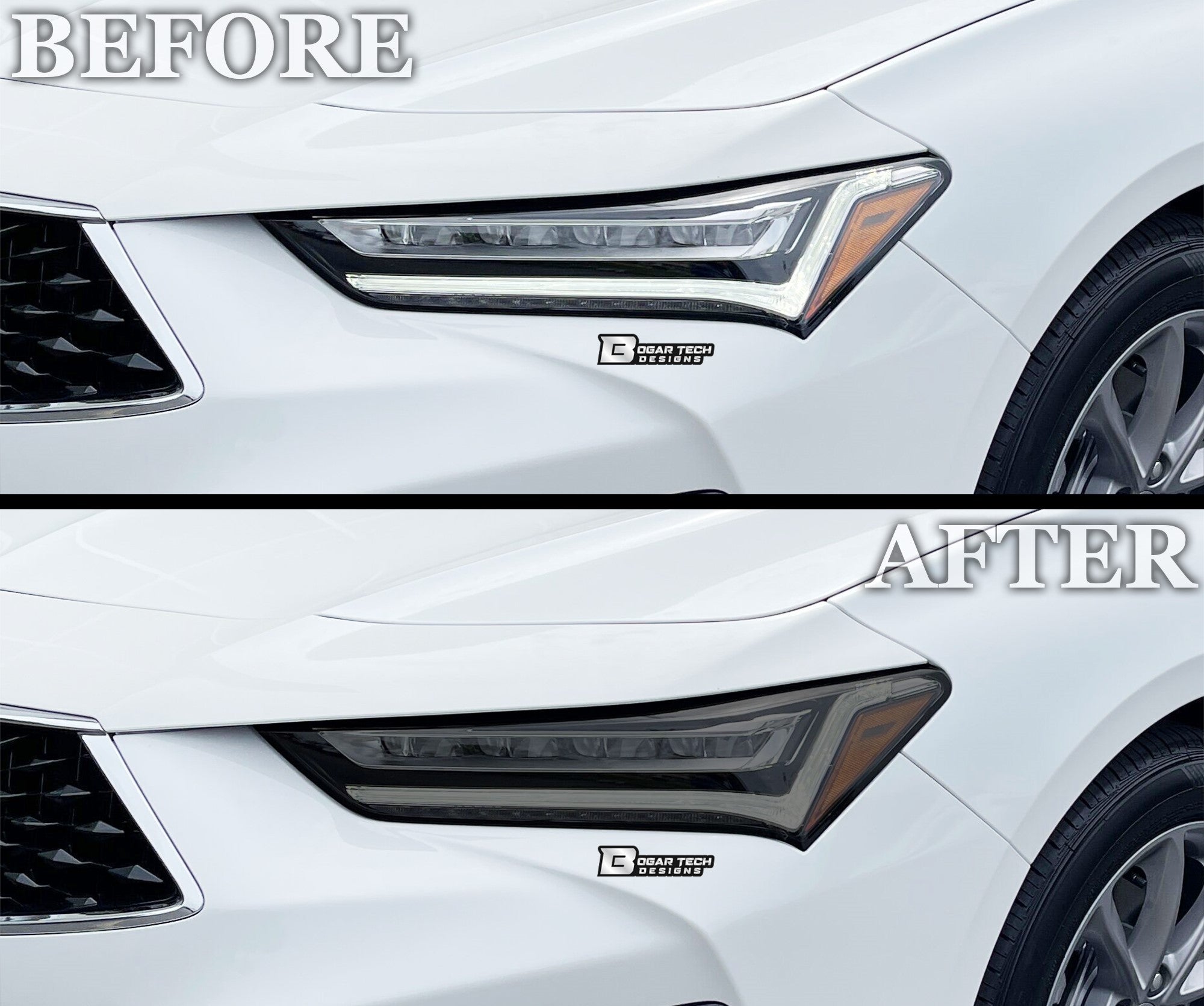 Fits Acura TLX 2021 - 2025 Full Headlight Taillight Precut Smoked PPF Tint Kit Overlay Film - Bogar Tech Designs