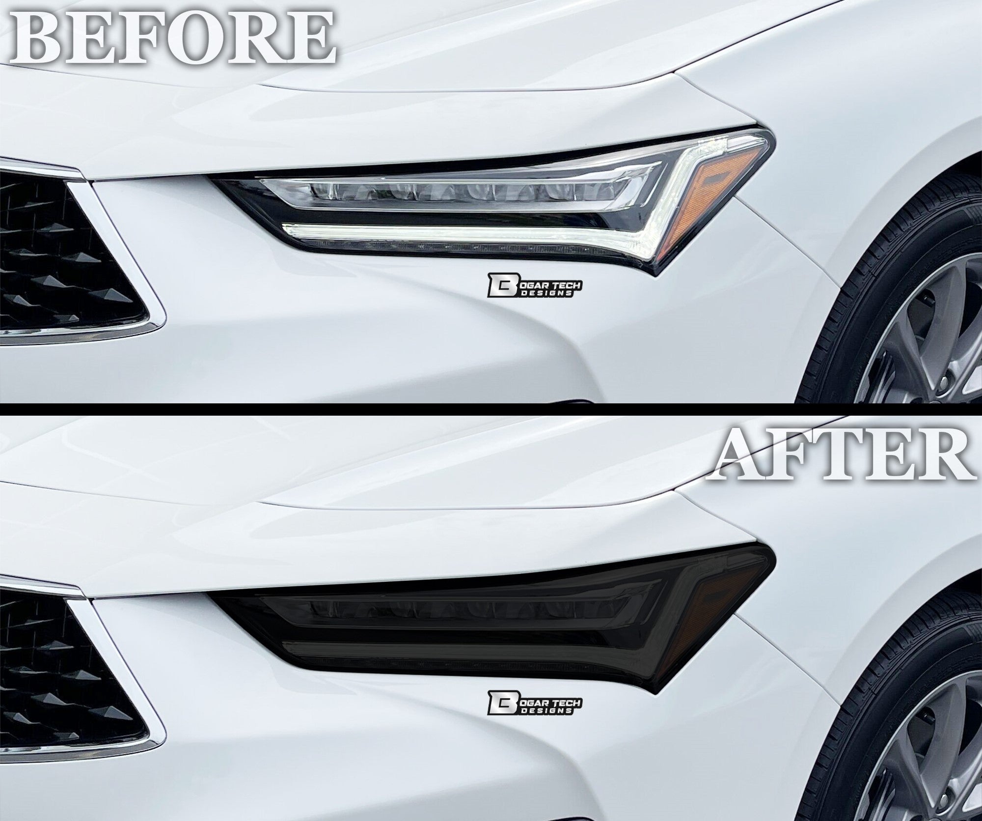 Fits Acura TLX 2021 - 2025 Full Headlight Taillight Precut Smoked PPF Tint Kit Overlay Film - Bogar Tech Designs