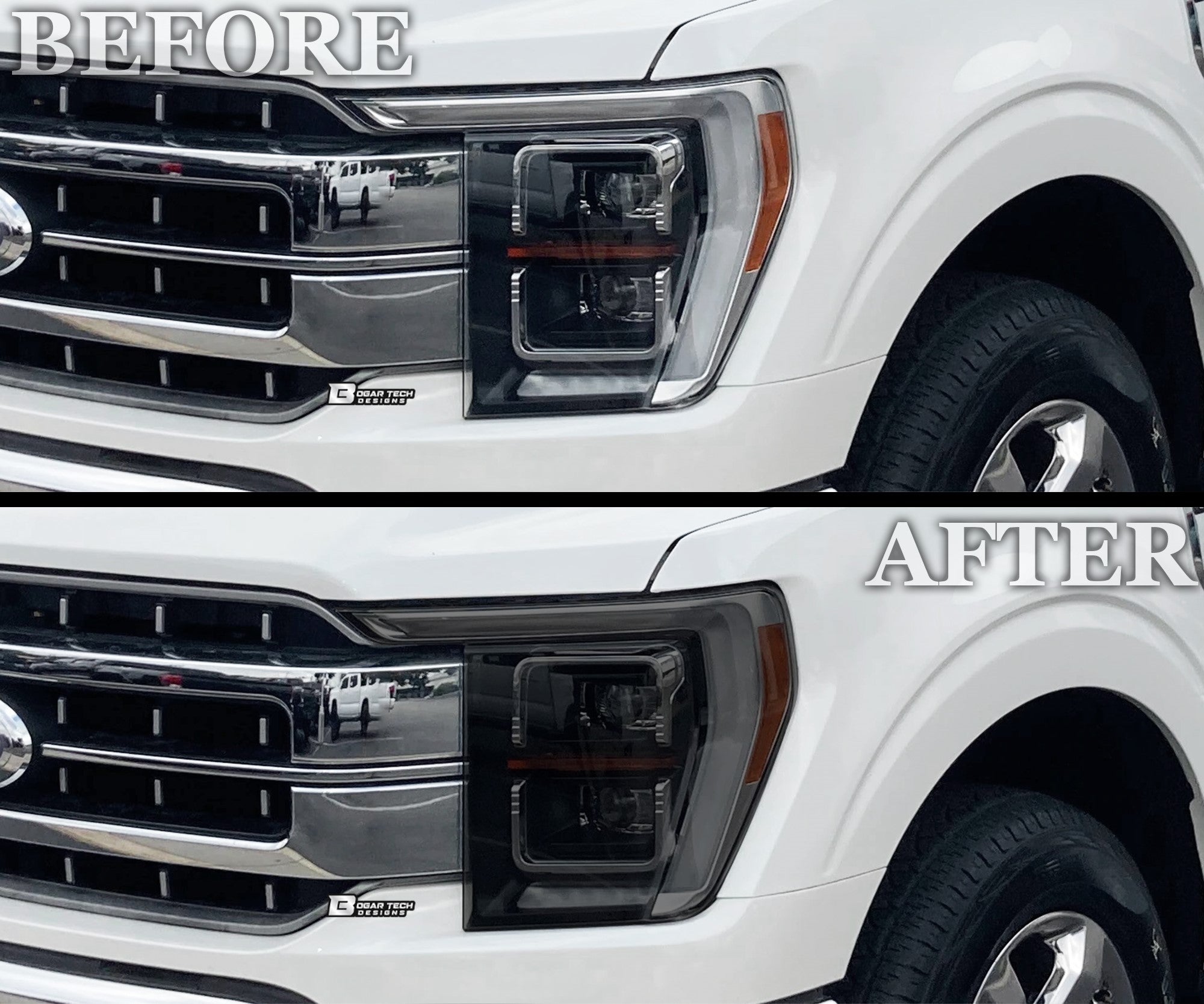 Full Headlight Taillight Precut Smoked PPF Tint Kit Film Overlay Fits FORD F - 150 F150 2021 - 2023 - Bogar Tech Designs