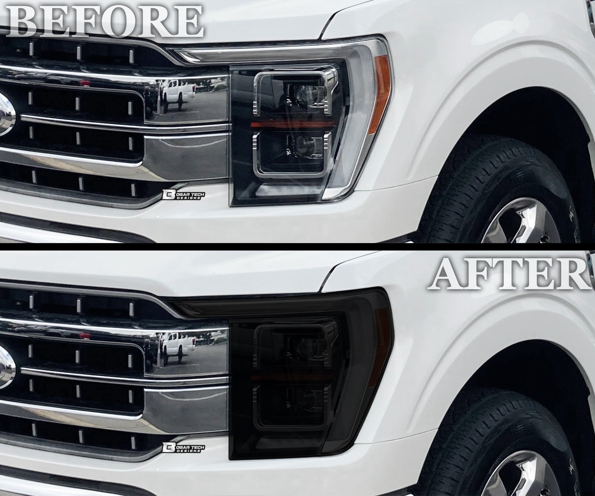 Full Headlight Taillight Precut Smoked PPF Tint Kit Film Overlay Fits FORD F - 150 F150 2021 - 2023 - Bogar Tech Designs