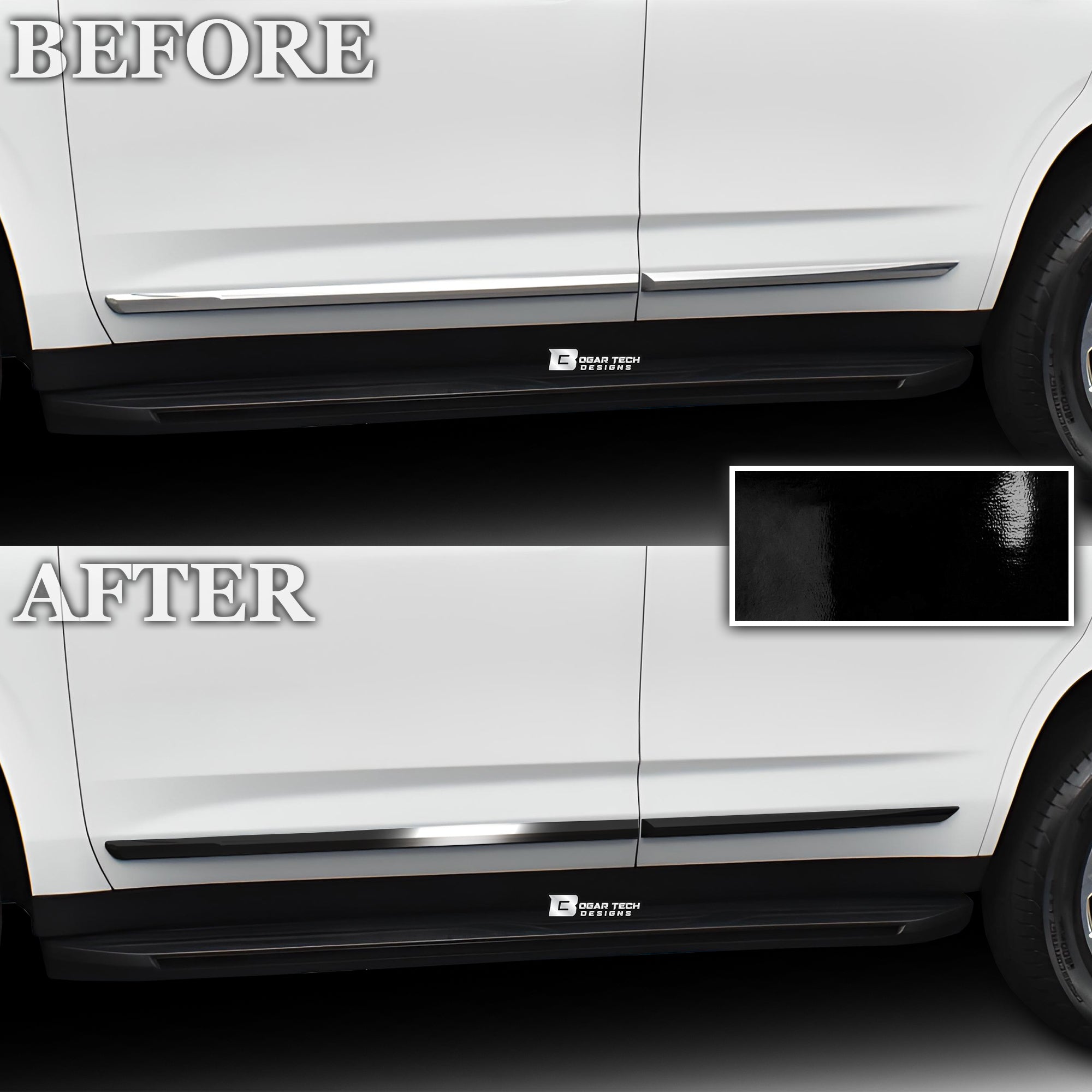 Vinyl Chrome Delete Grille Side Window Rear Blackout Decal Stickers Overlay Film Fits GMC Yukon 2021 - 2025 - Bogar Tech Designs