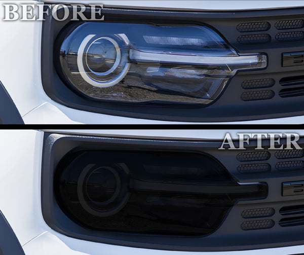 Full Headlight Taillight Precut Smoked PPF Tint Kit Film Overlay Fits Ford Bronco Sport 2021 - 2025 - Bogar Tech Designs