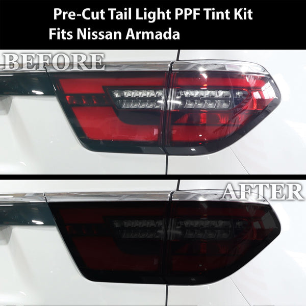 Full Headlight Taillight Precut Smoked PPF Tint Kit Film Overlay Fits Nissan Armada 2021 - 2024 - Bogar Tech Designs