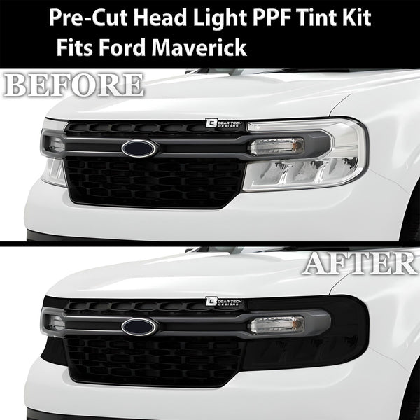 Full Headlight Taillight Precut Smoked PPF Tint Kit Film Overlay Fits Ford Maverick 2022 - 2025 - Bogar Tech Designs