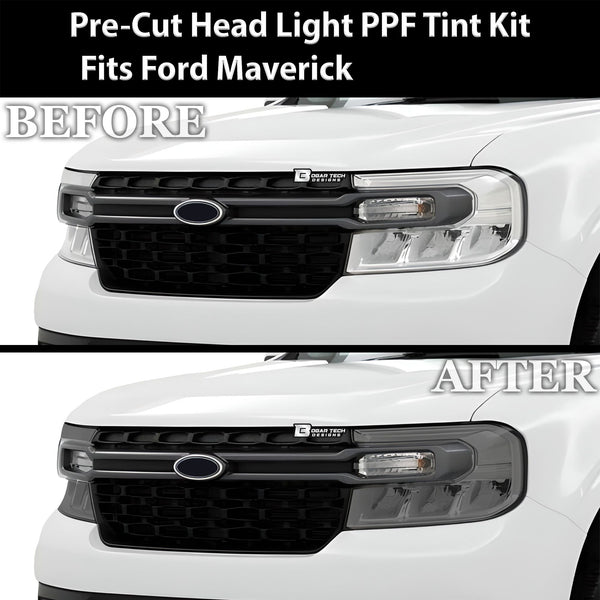 Full Headlight Taillight Precut Smoked PPF Tint Kit Film Overlay Fits Ford Maverick 2022 - 2025 - Bogar Tech Designs