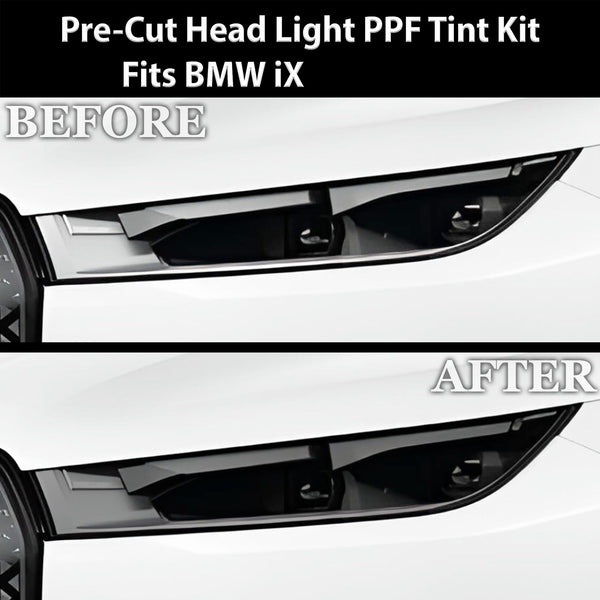 Full Headlight Taillight Precut Smoked PPF Tint Kit Film Overlay Fits BMW iX 2022 - 2024 - Bogar Tech Designs