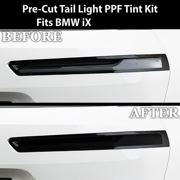 Full Headlight Taillight Precut Smoked PPF Tint Kit Film Overlay Fits BMW iX 2022 - 2024 - Bogar Tech Designs