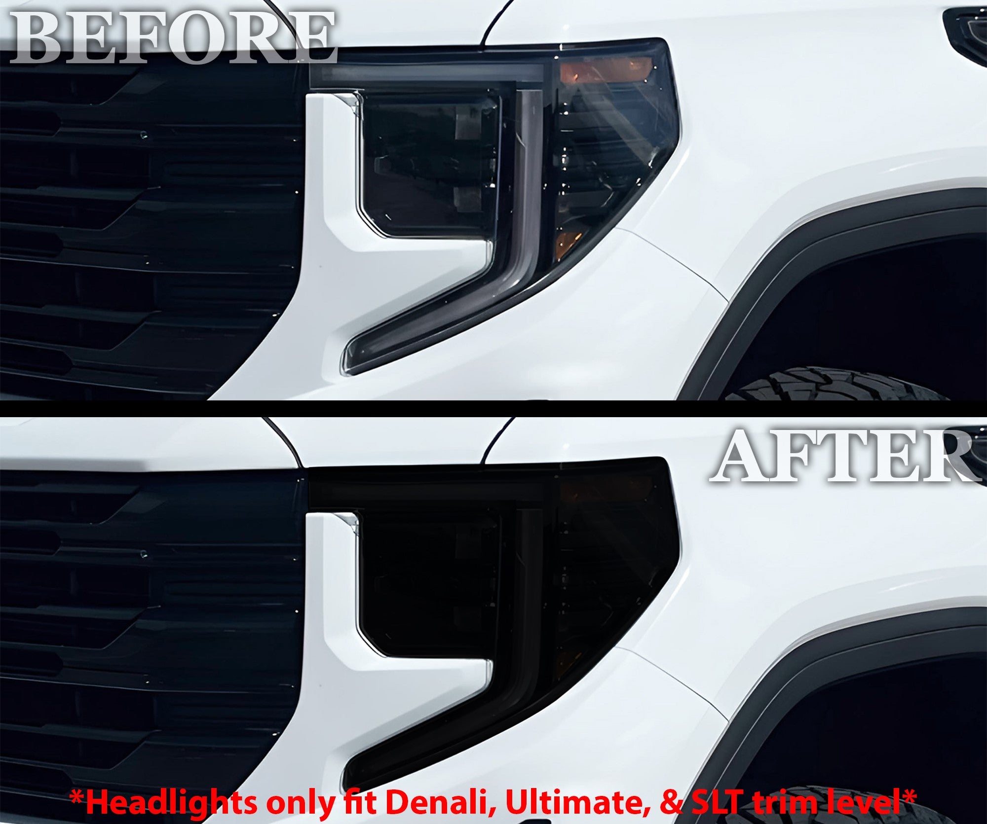 Full Headlight Taillight Precut Smoked PPF Tint Kit Film Overlay Fits GMC Sierra 2022 - 2025 - Bogar Tech Designs