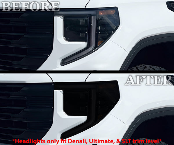 Full Headlight Taillight Precut Smoked PPF Tint Kit Film Overlay Fits GMC Sierra 2022 - 2025 - Bogar Tech Designs