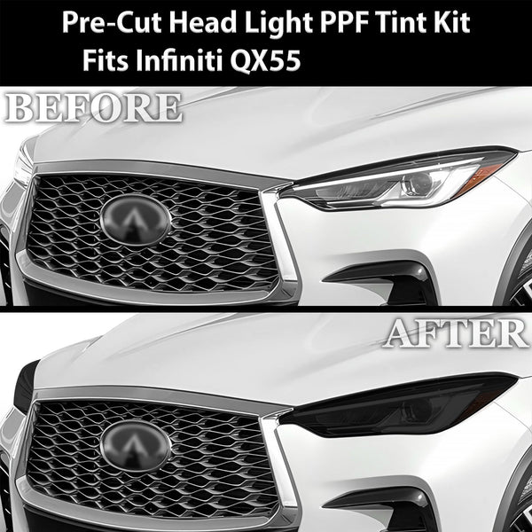 Full Headlight Taillight Precut Smoked PPF Tint Kit Film Overlay Fits Infiniti QX55 2022 - 2024 - Bogar Tech Designs
