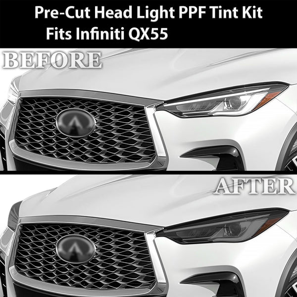 Full Headlight Taillight Precut Smoked PPF Tint Kit Film Overlay Fits Infiniti QX55 2022 - 2024 - Bogar Tech Designs
