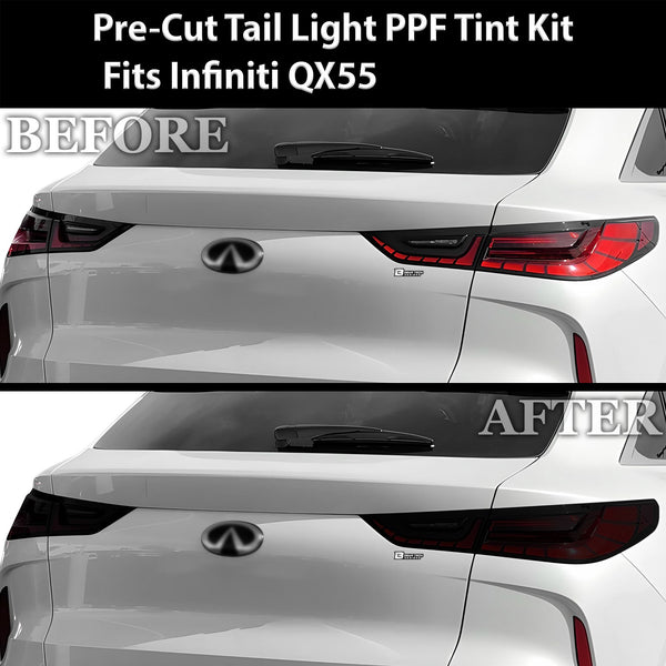 Full Headlight Taillight Precut Smoked PPF Tint Kit Film Overlay Fits Infiniti QX55 2022 - 2024 - Bogar Tech Designs
