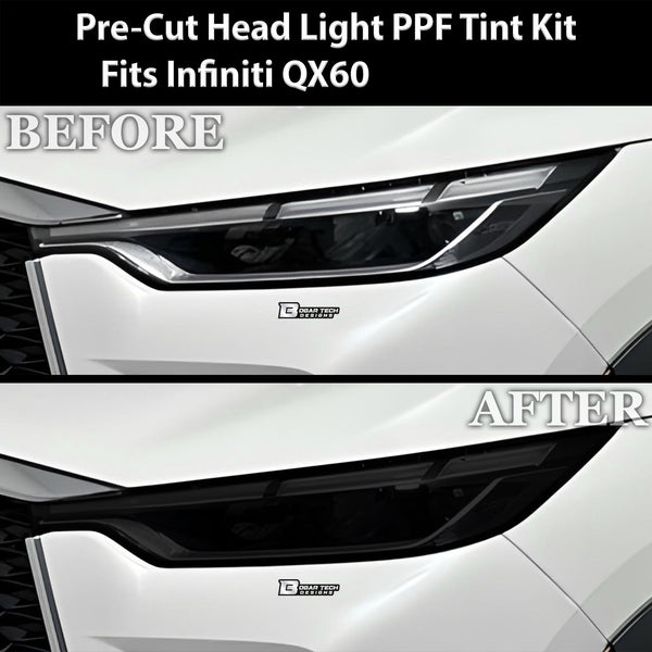 Full Headlight Taillight Precut Smoked PPF Tint Kit Film Overlay Fits Infiniti QX60 2022 - 2024 - Bogar Tech Designs