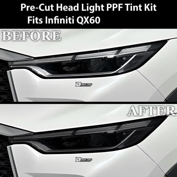 Full Headlight Taillight Precut Smoked PPF Tint Kit Film Overlay Fits Infiniti QX60 2022 - 2024 - Bogar Tech Designs
