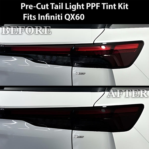 Full Headlight Taillight Precut Smoked PPF Tint Kit Film Overlay Fits Infiniti QX60 2022 - 2024 - Bogar Tech Designs