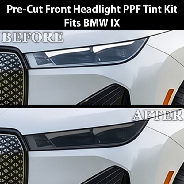 BMW iX 2022–2026 Dark Smoke Headlight & Taillight Tint Kit – Precut Vinyl Lens Overlays