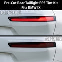 BMW iX 2022–2026 Dark Smoke Headlight & Taillight Tint Kit – Precut Vinyl Lens Overlays