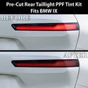 BMW iX 2022–2026 Dark Smoke Headlight & Taillight Tint Kit – Precut Vinyl Lens Overlays