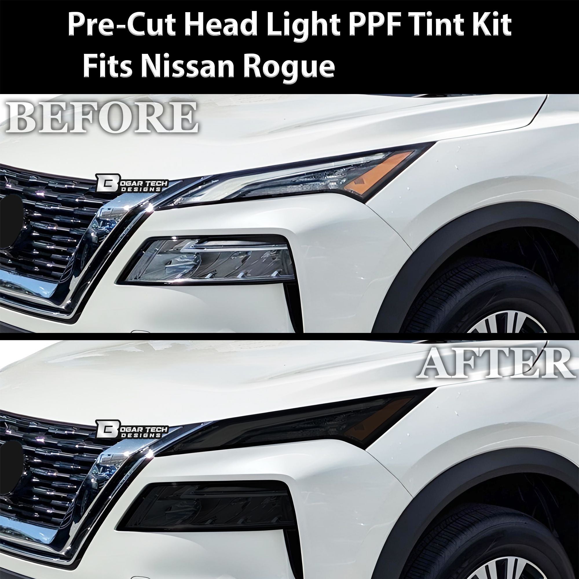 Nissan Rogue 2021–2025 Dark Smoke Headlight & Taillight Tint Kit
