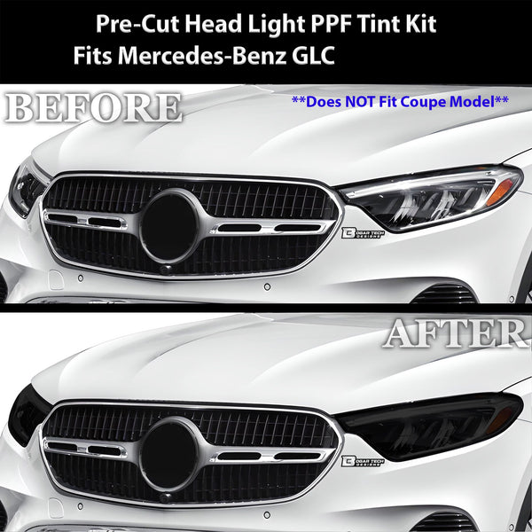Full Headlight Taillight Precut Smoked PPF Tint Kit Film Overlay Fits Mercedes Benz GLC 2023-2025