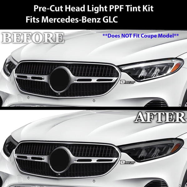 Full Headlight Taillight Precut Smoked PPF Tint Kit Film Overlay Fits Mercedes Benz GLC 2023-2025