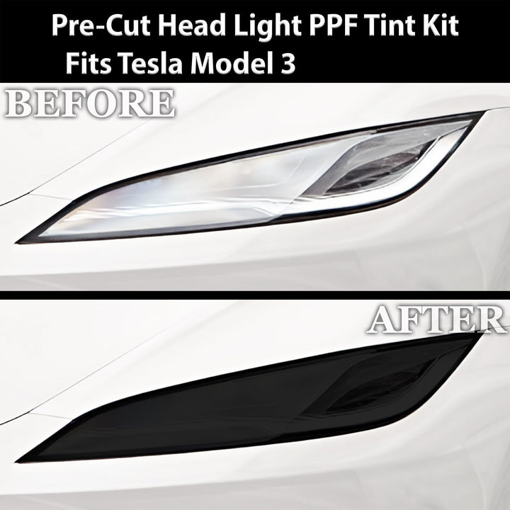 Full Headlight Taillight Precut Smoked PPF Tint Kit Film Overlay Fits Tesla Model 3 2024 - 2025 - Bogar Tech Designs