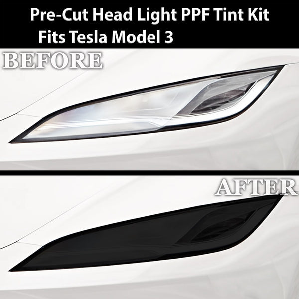 Full Headlight Taillight Precut Smoked PPF Tint Kit Film Overlay Fits Tesla Model 3 2024 - 2025 - Bogar Tech Designs