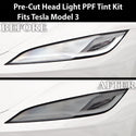 Full Headlight Taillight Precut Smoked PPF Tint Kit Film Overlay Fits Tesla Model 3 2024 - 2025 - Bogar Tech Designs